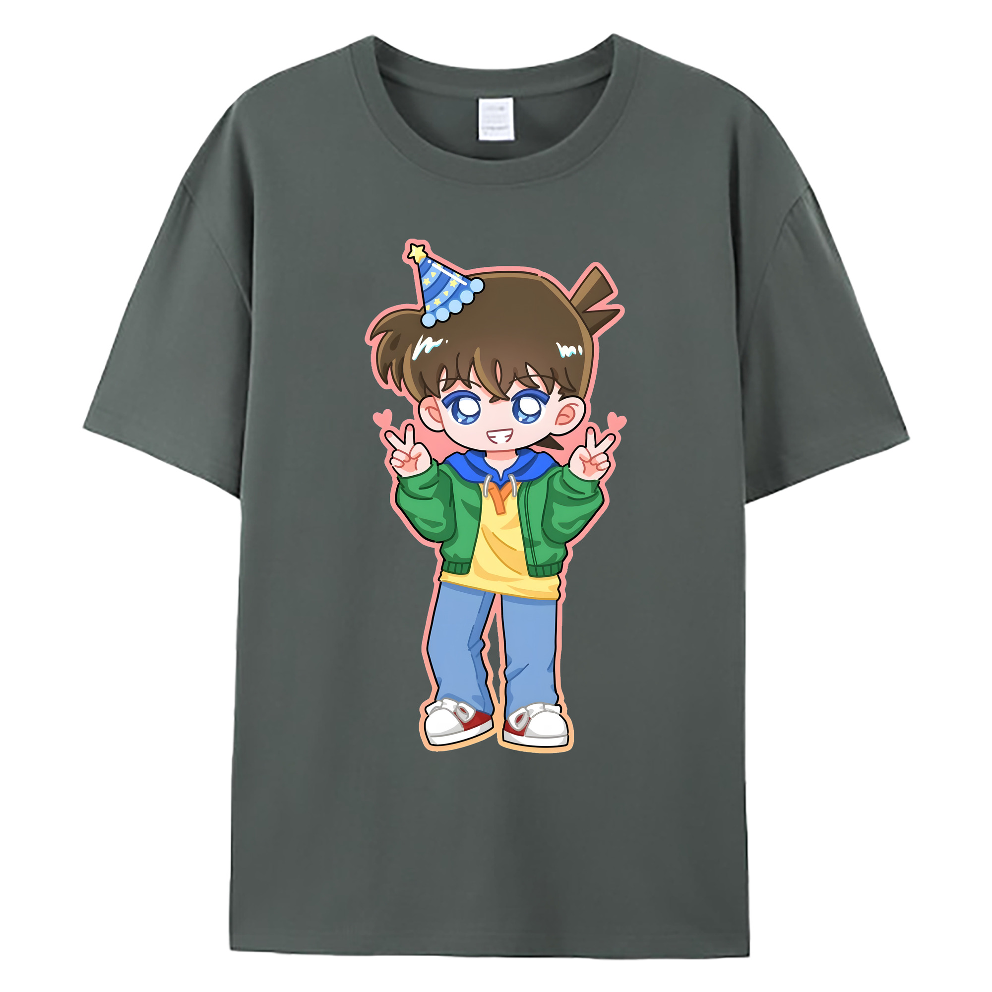 （画像用） 名探偵コナン 江戸川 コナン Detective Conan Conan Edogawa 綿100％ メンズ半袖Tシャツ｜肌触りやわらか＆通気性